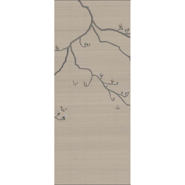 W36" * H96" *3ps, Hand-Painted Magnolia Wallpaper, a Set of Handmade Chinoiserie Wallpaper For Sale - Image 6 of 7