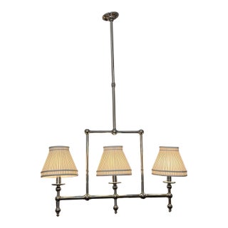 Chrome Pendant Chandelier With Pleated Shades For Sale