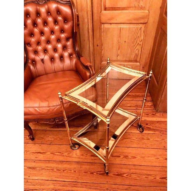 Hollywood Regency Bar Cart in Brass, 1950s For Sale - Image 3 of 15