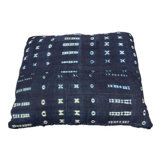 African Custom Made Indigo Cloth Floor Pillow 22" by 25" For Sale