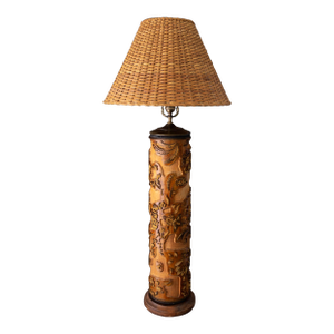 19th Century Belgian Carved Wallpaper Roll Lamp
