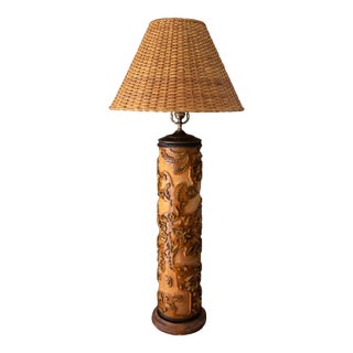 19th Century Belgian Wood and Brass Wallpaper Roll Lamp For Sale