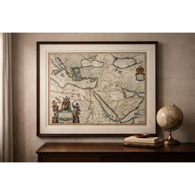 A striking and highly decorative Blaeu map of the Ottoman Empire, “Turcicum Imperium” (1642), capturing the empire at its...