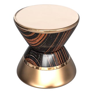 "L'uovo" Side Table With Bronze, Handmade For Sale