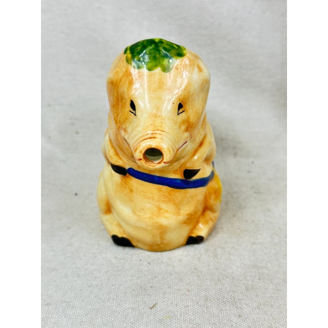 1970s Vintage Majolica Pig Pitcher For Sale - Image 5 of 8