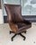 This Hooker Furniture executive chair combines rich brown leather upholstery with distinctive cowhide panels along the...