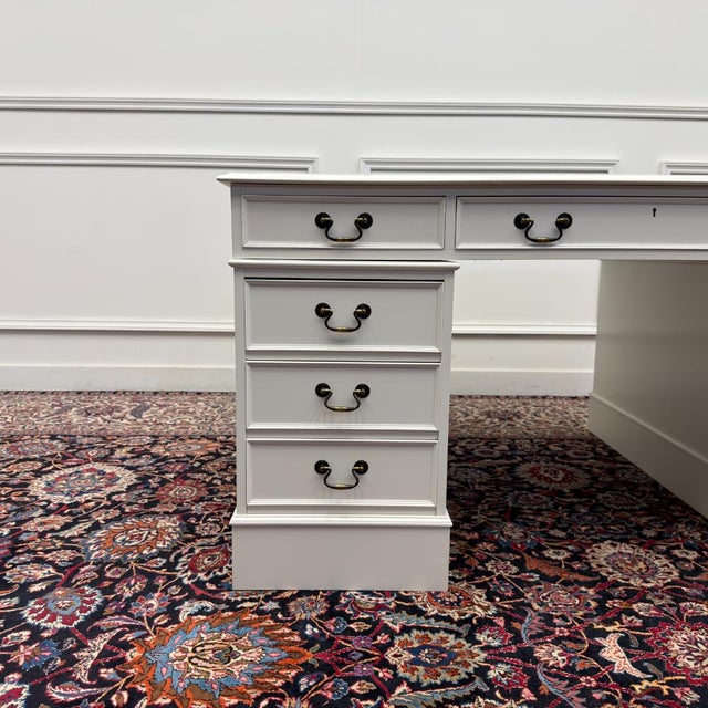 English Classic White Partner Desk For Sale - Image 10 of 18