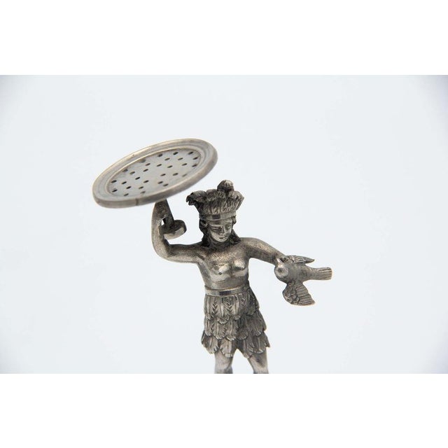 Silver Toothpick Holder with Pre-Columbian Female Figure For Sale - Image 3 of 5