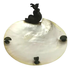 Mother of Pearl Ashtray or Jewelry Catchall with Dolphin Design