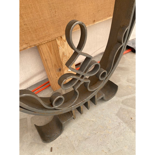 Charcoal Poillerat-Style Wall-Mounted Scrolled Iron + Marble Console Table For Sale - Image 8 of 8