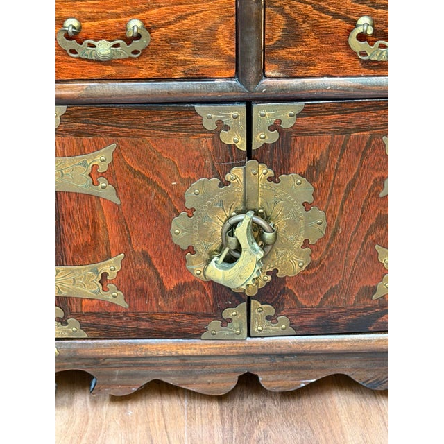 Wood Vintage Pagoda Style Wood Display Cabinets Set, 3 Pieces For Sale - Image 7 of 18