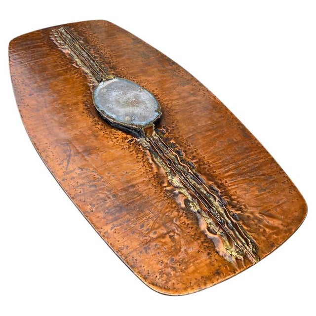 Large Coffee Table in Copper with Crystal Agathe Stone from Marc Dhaenens Bel, 1975 For Sale - Image 10 of 10