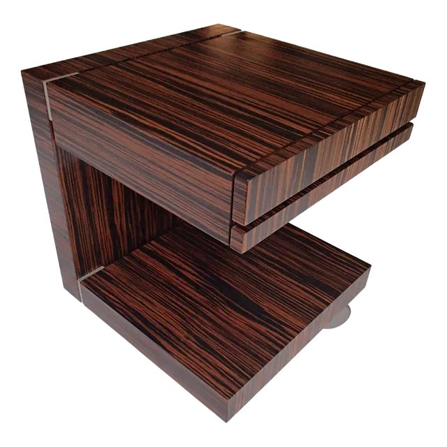 Macassar Bedside Table on Wheels For Sale