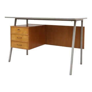 Mid 20th Century Modernist Dutch Industrial Desk With Privacy Screen For Sale