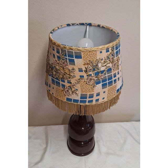Vintage Table Lamp with Metal Base and a Handmade Fabric Shade from Lamplove, 1970s For Sale - Image 4 of 10