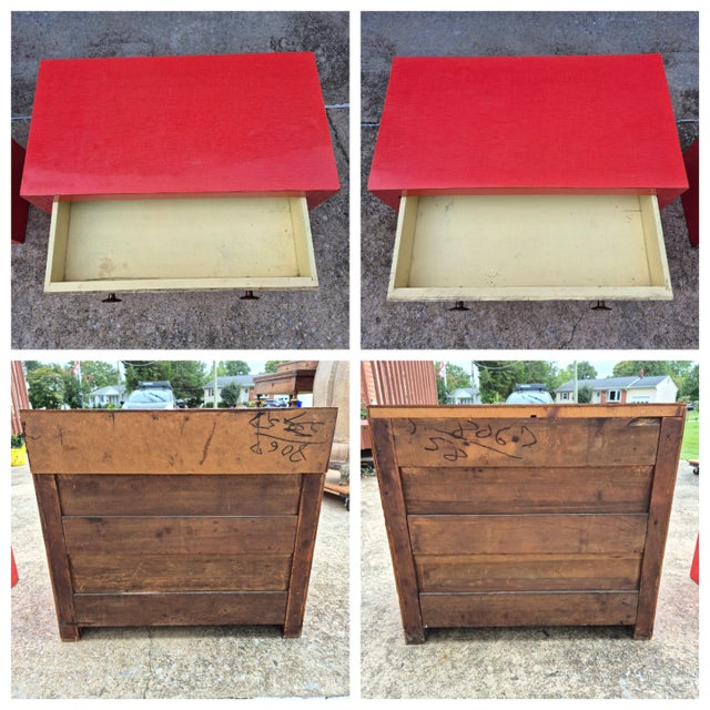 Mid Century Modern Asian Orange Red Laminate Cabinets Nightstands Side End Tables - A Pair For Sale - Image 9 of 12