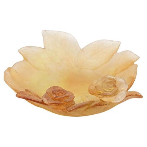 Art Glass Decorative Plate with Amber Roses from Daum, France, 1970s For Sale - Image 9 of 9