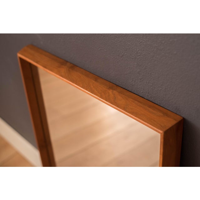 Sculptural Vintage Scandinavian Teak Hanging Wall Mirror For Sale - Image 9 of 10