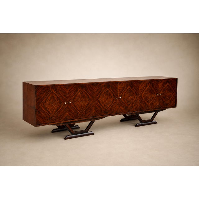 Mid-Century Modern Monumental Brazilian Rosewood Credenza With Geometric Veneer Work by Móveis Teperman, 1950s For Sale - Image 3 of 18