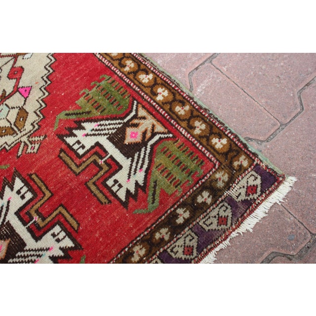 Red 1990s Turkish Red Medallion Doormat For Sale - Image 8 of 13