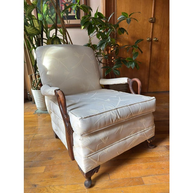 Mid- 20th Century Vintage French Bergere Empire Style Swan Armchair in White For Sale In New York - Image 6 of 9