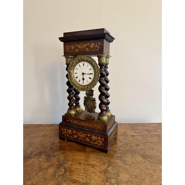 Metal Antique Victorian French Portico Clock, 1880 For Sale - Image 7 of 8