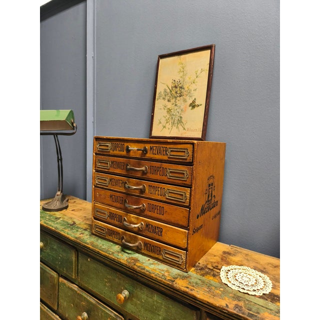 Textile Store Sewing Thread Box with 6 Smaller Drawers and Silk Thread Holder, 1920s For Sale - Image 11 of 18