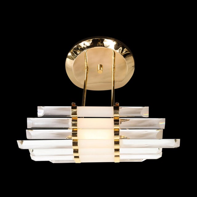 Mid-Century Modern Mid-Century Modernist Skyscraper Style Glass Rod Chandelier With Brass Fittings For Sale - Image 3 of 11