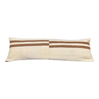 Turkish Hemp Pillow Cushion Natural Beige Brown Cushion Cover 14"x45" For Sale