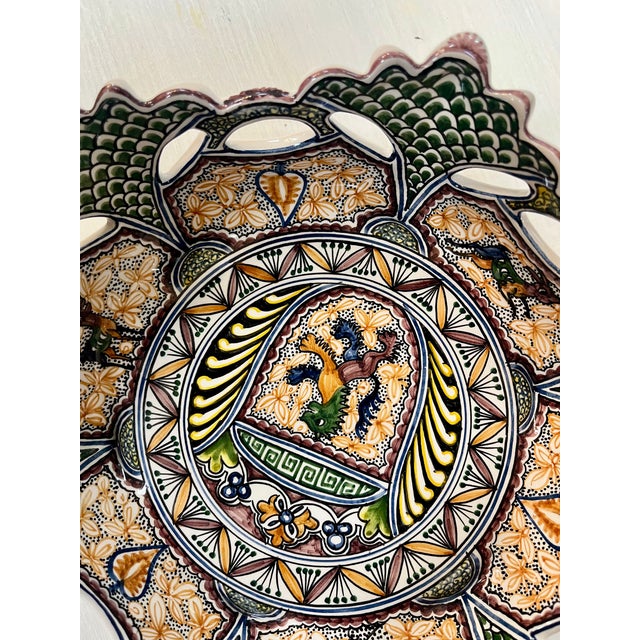 Traditional Coimbra Ceramic - Hand Painted Portuguese Fruit Basket 7 For Sale - Image 3 of 14