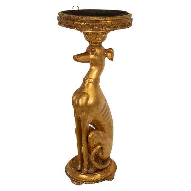 French Antique French 18thC Louis XVI Gilt-Wood Greyhound Dog Jardinière Stand 1780 For Sale - Image 3 of 18