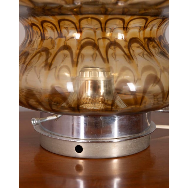Mid-Century Modern Vintage Italian Amber Murano Glass Table Lamp, 1970s For Sale - Image 3 of 10