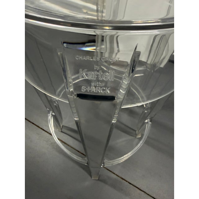 Mid-Century Modern Charles Ghost Transparent Stool by Philippe Starck for Kartell, Set of 2 For Sale - Image 3 of 11