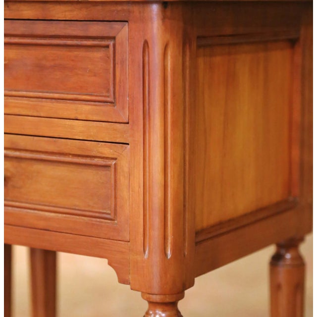 Pair of Late 20th Century French Louis XVI Walnut Bedside Tables With Drawers For Sale - Image 9 of 15