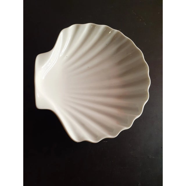 Ceramic Dansk Portugal White Ceramic 6" Shell Shaped Trinket Holder For Sale - Image 7 of 9
