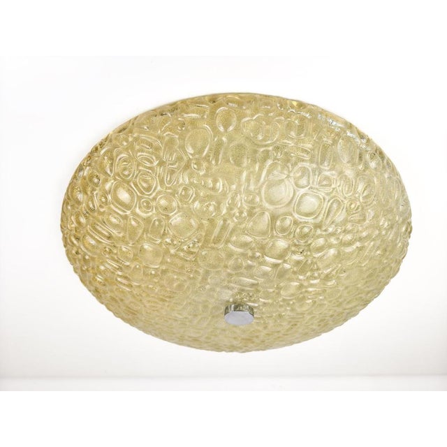 Large Mid-Century Modern Textured Glass Flush Mount or Wall Light, Germany, 1970s For Sale - Image 15 of 18