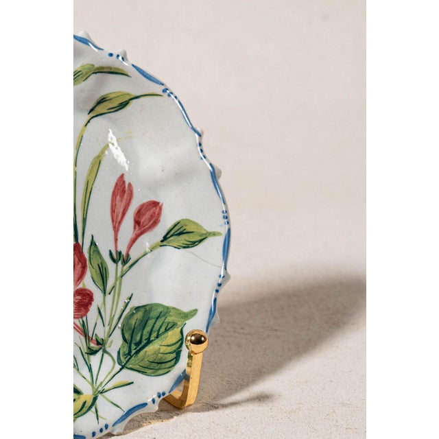 Mid 20th Century Set of 6 Hand Painted Floral Italian Plates For Sale - Image 9 of 14