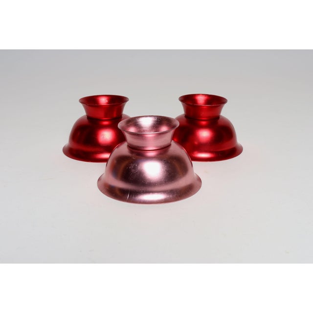 1960s Set of Three Mid-Century Modern Red and Pink Anodized Aluminum Sherbets / Bowls For Sale - Image 5 of 13