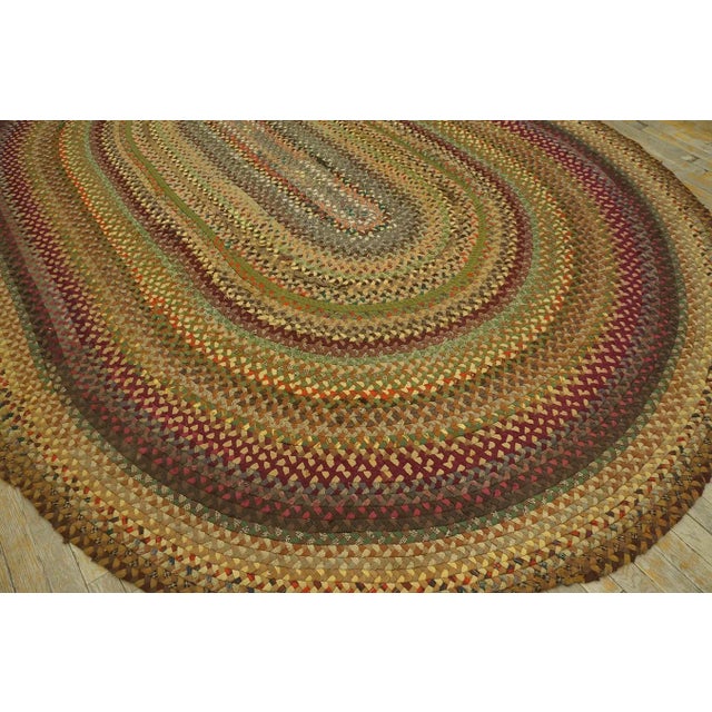American Durable Multicolor and Oval Geometric Design Vintage American Braided Rug For Sale - Image 3 of 9