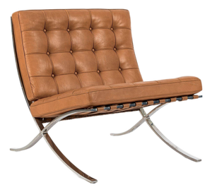 Mid Century Brown Leather Barcelona Chair by Mies Van Der Rohe for Knoll, 1983