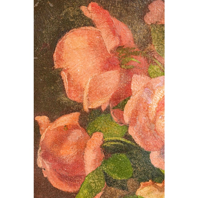 Charming Mid Century Framed Vintage Roses Flower Still Life Home Wall Decor For Sale - Image 4 of 11