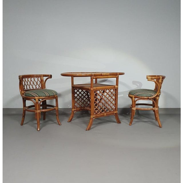 Vintage Balcony Chairs and Table in Rattan and Bamboo, 1970s, Set of 3 For Sale - Image 10 of 18