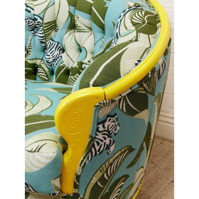 Antique Yellow Painted Wild Life Parlor Chair For Sale - Image 12 of 12