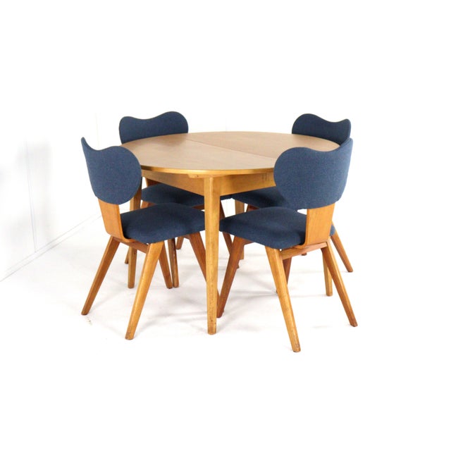 Round Dining Table and Chairs in Beech Heart, 1950s, Set of 5 For Sale - Image 17 of 18