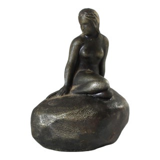 Vintage Danish Cast Metal Mermaid Figure For Sale
