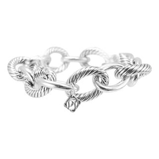 Retired David Yurman Chain Collection 925 Silver 17mm Oval Link Chain Bracelet For Sale
