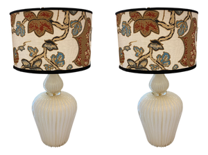 Fluted Murano Glass Lamps with Gold Dust, 1950s, Set of 2