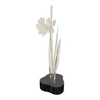 Late 20th Century Hans Frabel Glass Daffodil Sculpture on Stand For Sale