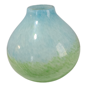 Late 20th Century Italian Hand-Blown Art Glass Blue & Green Vase