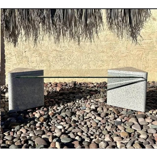 1980s ( Set of 3 ) Postmodern Laminate Triangular Pedestal Living Room Tables For Sale - Image 5 of 7